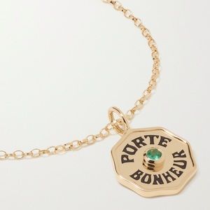 MARLO LAZ PORTE BONHEUR EMERALD NECKLACE IN 14 K GOLD